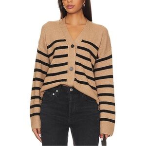 rails geneva cashmere blend striped black & brown cardigan